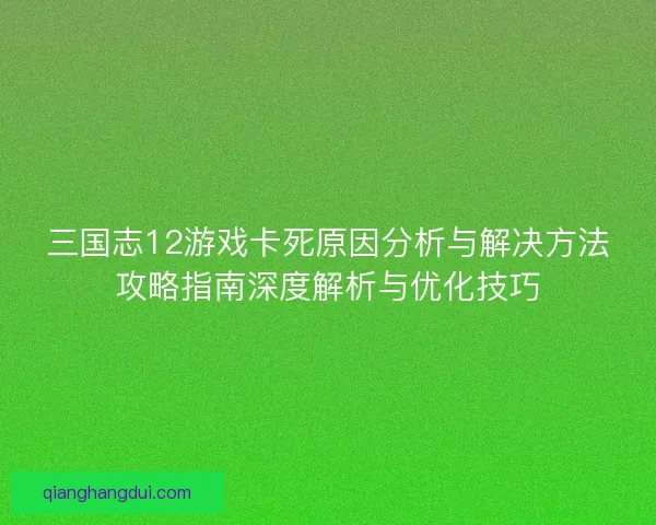 三国志12游戏卡死原因分析与解决方法攻略指南深度解析与优化技巧